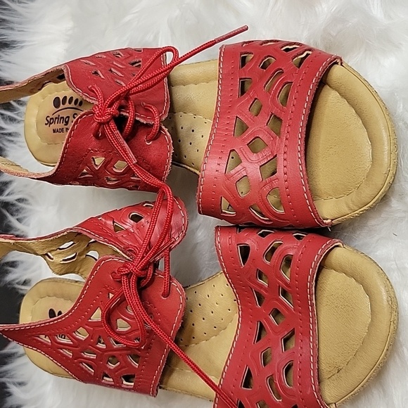 SPRING STEP Red Slide Sandal Wedge 36/6 - Picture 2 of 8